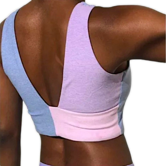 Outdoor Voices Venus V Back Colorblock Longline Crop Sports Bra Top Women's Sz S - Picture 4 of 7